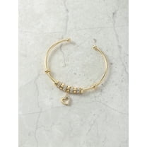 Believe by Brilliance 14KT Gold Flash Plated, CZ Meditation Heart Charm Bracelet, Fidget Spin Feature, 1 Piece