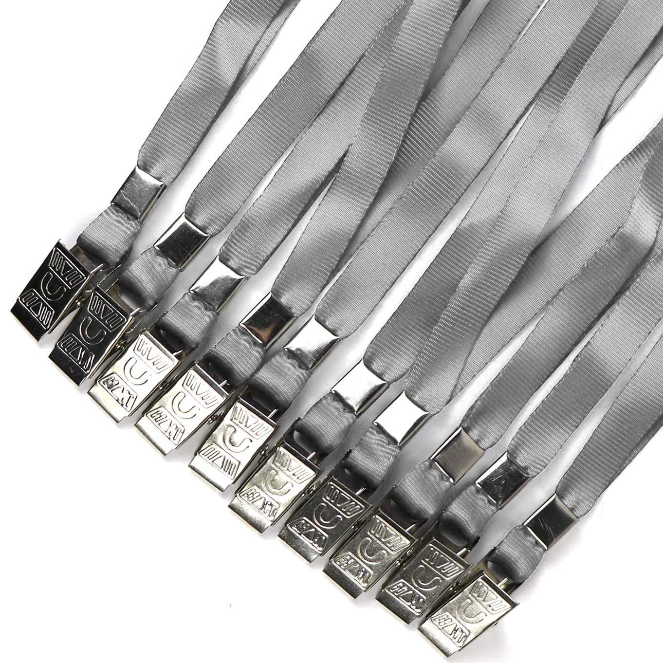 Gray Lanyards 100 Pack Nylon Flat Badge Lanyard For Id Name Tag (gray  100 Pack)