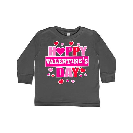

Inktastic Happy Valentine s Day with Hearts Gift Toddler Boy or Toddler Girl Long Sleeve T-Shirt