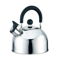 Dependable Industries Classic Stainless Steel Whistling Tea Kettle Silver Shiny Finish with Bakelite Handles BPA Free 2.5qt/2.37l
