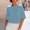 Blue, variant on Elegant Boat Neck Blouses Women Half Sleeve Work Tops with Metal Button Details Business Casual Shirts Dressy Boxy Fit Tee Office Professional Apparel Fashion