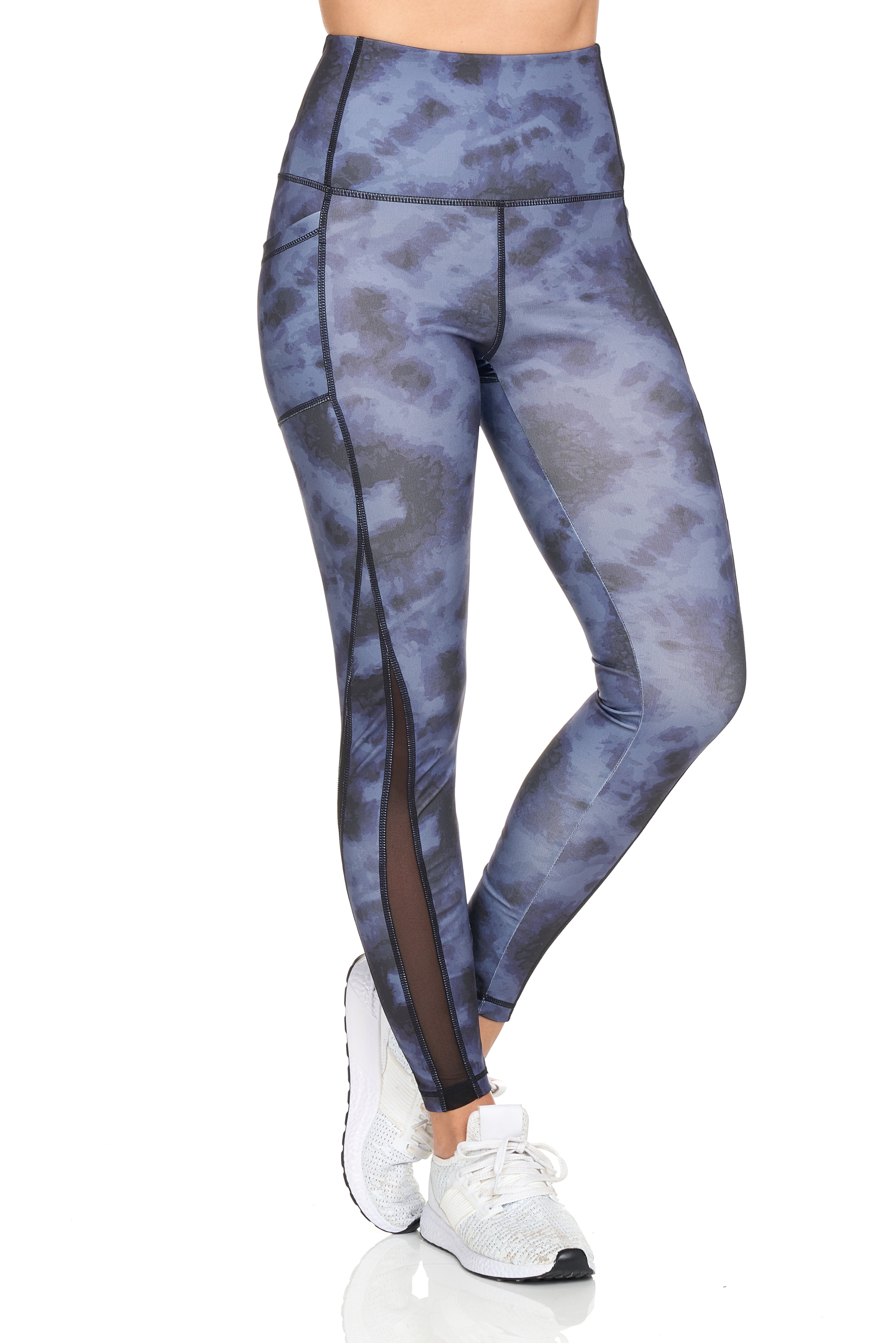 BSP Women's Tie-Dye Full Length Leggings With Mesh & Pockets