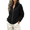 thumbnail image 5 of happyYEE Women's Zip up Sweatshirt Jackets Long Sleeve Fleece Loose Coat Fall Fashion Stand Neck Outerwear with Zip Pockets, 5 of 9