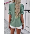 thumbnail image 2 of MORTTIC Women's Elegant Ruffle Detail Blouse Short Sleeve Round Neck Top for Summer, Perfect for Office, Casual Outings, and Elegant Daily Wear, 2 of 4