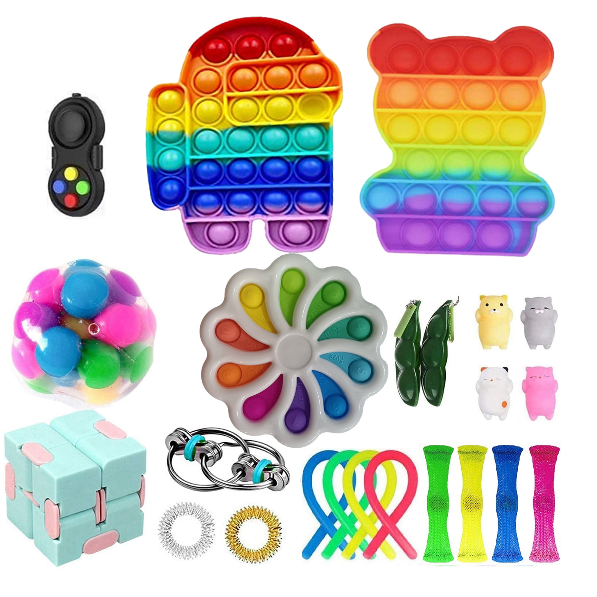 WENOVL Sensory Fidget Toys Set Fidget Toy Pack with Dimples-Digits Fidget Box with Push Pop Bubble for Kids Adults Kill Time