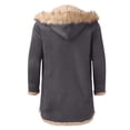 thumbnail image 4 of Men's Shearling Leather Jacket Suede Sherpa Lined Fleece Winter Pea Coat Faux Fur Vintage Button Down Long Trench Coat, 4 of 4