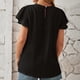thumbnail image 5 of Fiudx Ofertas Relámpago Camiseta de Blusa Superior de Manga 1/2 con Cuello En V Sólido Cómoda Informal de Moda para Mujer, 5 of 5