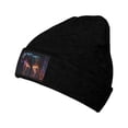 thumbnail image 2 of LNWH Knitted Acrylic Hat, Vector Tiger Art Pattern Winter Beanie Hat for Cold Weather, Black, 2 of 8