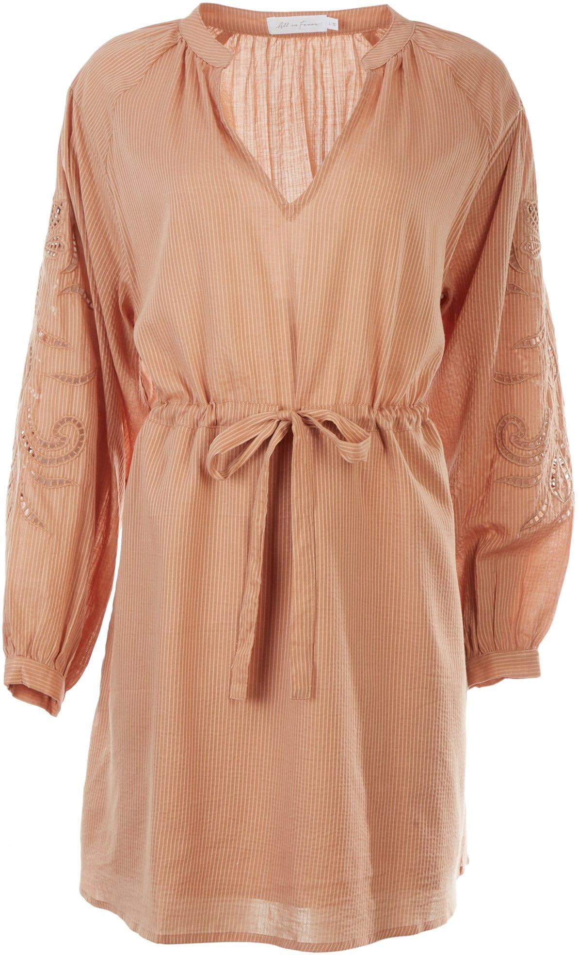 Womens Stripe Eyelet Long Sleeve Dress 