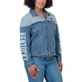 thumbnail image 4 of Women's WEAR by Erin Andrews Denim Kentucky Wildcats Sleeve Hit Colorblock Button-Down Denim Jacket, 4 of 5