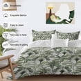 thumbnail image 3 of 3 Piece Green Tropical Leaves Duvet Cover Set Queen Size, Microfiber Comforter/Quilt Cover with Corner Ties and 2 Pillowcases, Summer Palm Trees Botanical All Season Soft Bedding with Zipper Closure, 3 of 8