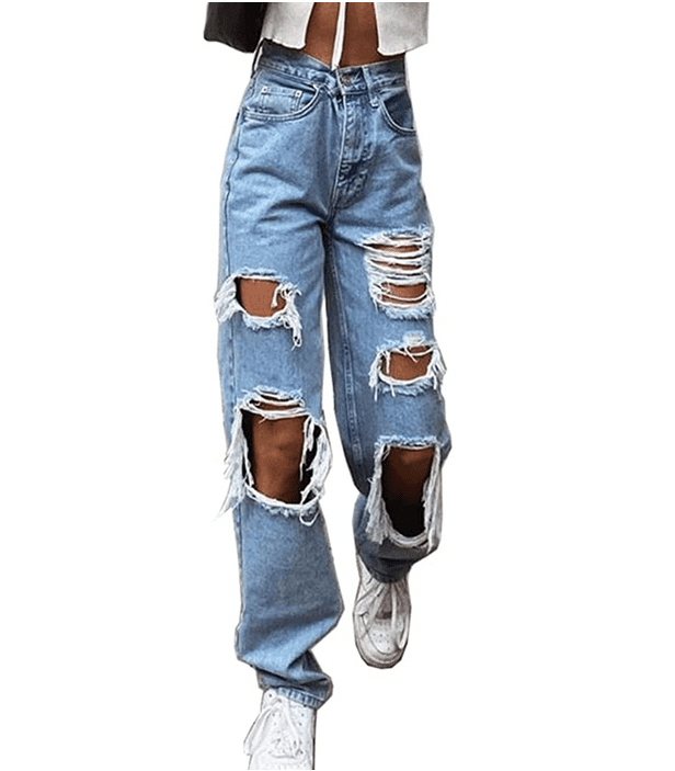NEW Only Ladies Denim Hip Jeans Trousers Straight Low Car Destroy 