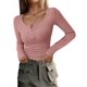 thumbnail image 1 of Remera Henley de Manga Larga para Mujer PRETTYGARDEN Otoño 2025 Rosa M, 1 of 8