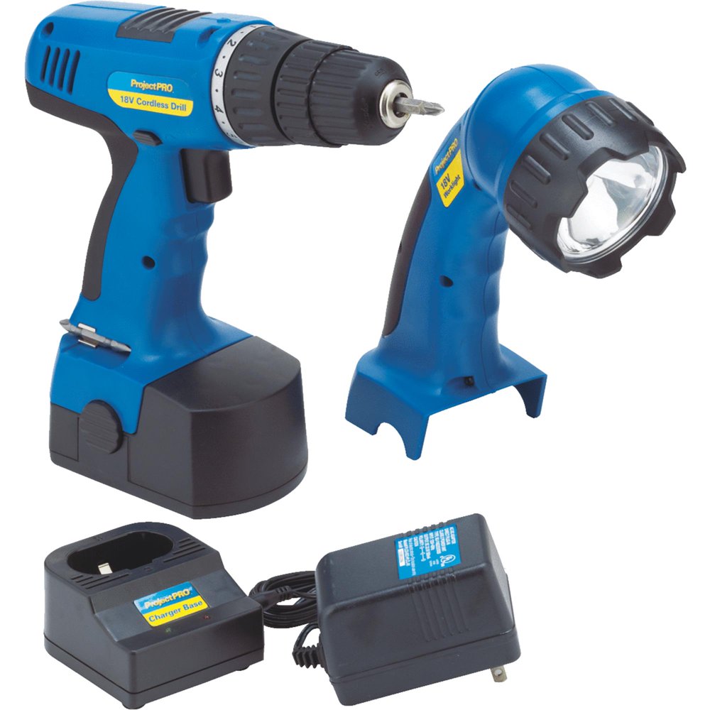 Project Pro 18V NiCd Drill & Work Light Cordless Tool Combo Kit