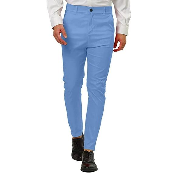 RUTAYY Men's Casual Pants Business Suit Solid Color with Button Comfortable Trendy Vacation Trousers