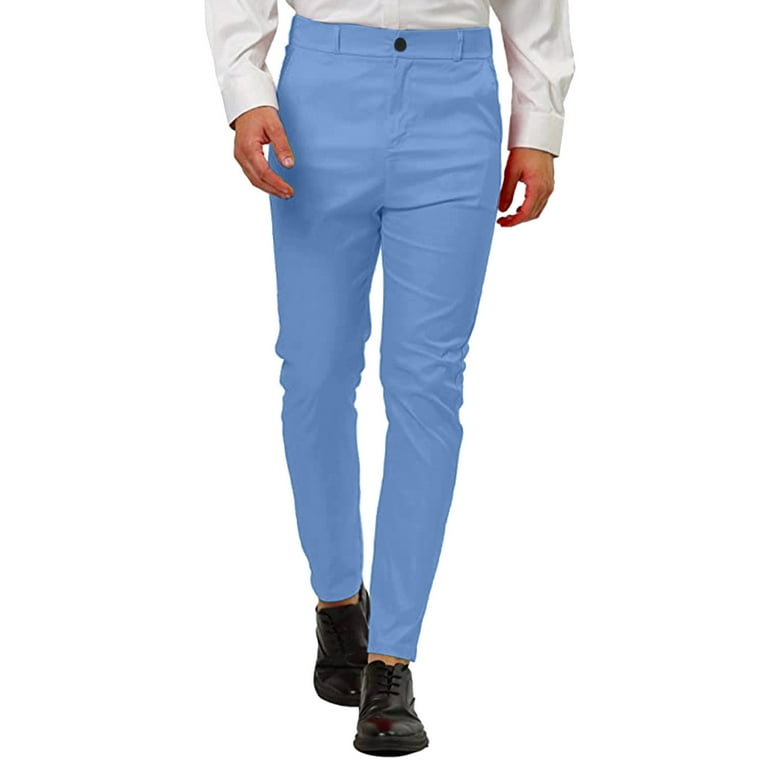Quealent Mens Pants Casual Big and Tall Men Casual Trousers Winter Pants  Outfits (Sky Blue,XL) 