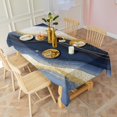thumbnail image 3 of Blue White Gold Marble Pattern Rectangle Tablecloth 60"x102",Waterproof Polyester Rectangle Table Cloth, Wipeable Spillproof Polyester Tablecloth for Dining, Camping, Indoor and Outdoor, 3 of 6