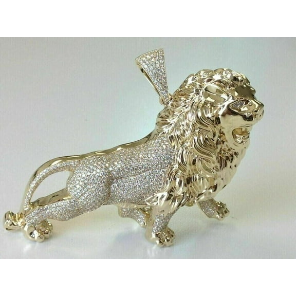 3Ct Round Cut Lab-Created Custom Diamond Men's Pendant in 14K Yellow Gold Plated