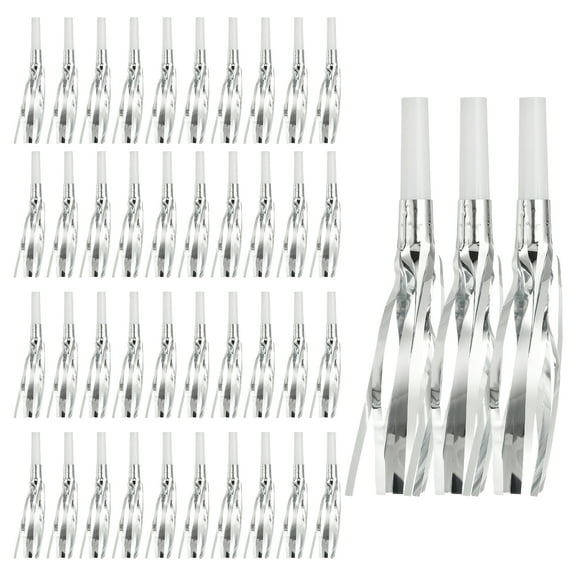 Uxcell 102 Pcs Fringed Noise Makers, Metallic Fringe Party Blowers Party Favors for Sports Events Birthday Parties Graduation Ceremonies Christmas New Year Gift Decorations, Silver Tone