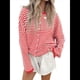 thumbnail image 2 of Suéter Tipo Cárdigan Informal de Cuello Redondo para Mujer, con Frente Abierto, Mangas Largas Onduladas, Tejido Corto Rojo M, 2 of 8