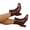 Wine, variant on Womens Chunky Block Heel Booties Zip Up Square Toe Ankle Fashion Short Boots