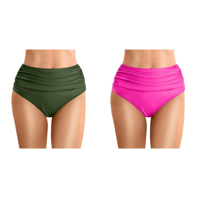 (2-Pack) Rinsvye Women'S Triangle Panel Designed Swim Briefs For Two Piece Swimsuit Sets With Detail Stylish Comfortable Beach Pool Summer Outfit Lightweight Stretchy