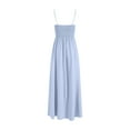 thumbnail image 6 of vigerkar Womens 2025 Summer Dress Casual Sleeveless Spaghetti Strap Smocked Ruffle Beach Long Maxi Dress with Pockets Light Blue, S, 6 of 6