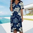 thumbnail image 2 of vigerkar Summer Dresses for Women Short Sleeve V Neck Casual Plus Size Midi Dress Navy, XL, 2 of 6