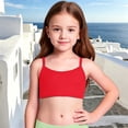 thumbnail image 2 of OOOUM Girls Basic Swim Bikini Top Adjustable Spaghetti Strap Solid Color Tank Top Stretch Breathable Layering Vest For Summer Beach Watermelon Red 9-10 Years, 2 of 9