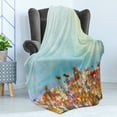 thumbnail image 4 of Flower Soft Flannel Fleece Throw Blanket, Several Kind of Flower Beds in Sun Summer Season Aquarelle Technique Design Print, Cozy Plush for Indoor and Outdoor Use, 70" x 90", Multicolor, by Ambesonne, 4 of 5