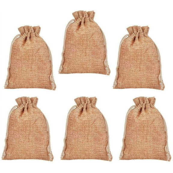 100 pc Polyester Imitation Burlap Packing Pouches Drawstring Bags Peru 13.5x9.5cm