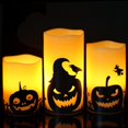 thumbnail image 1 of Paquete de 3 velas LED sin llama con temporizador 6H y pegatinas de calabaza - Decoración de fiesta de otoño - Decoración de fiesta de Halloween - 3" x 4" x 5" x 6" esquí esquí Gafas de esquí, 1 of 5