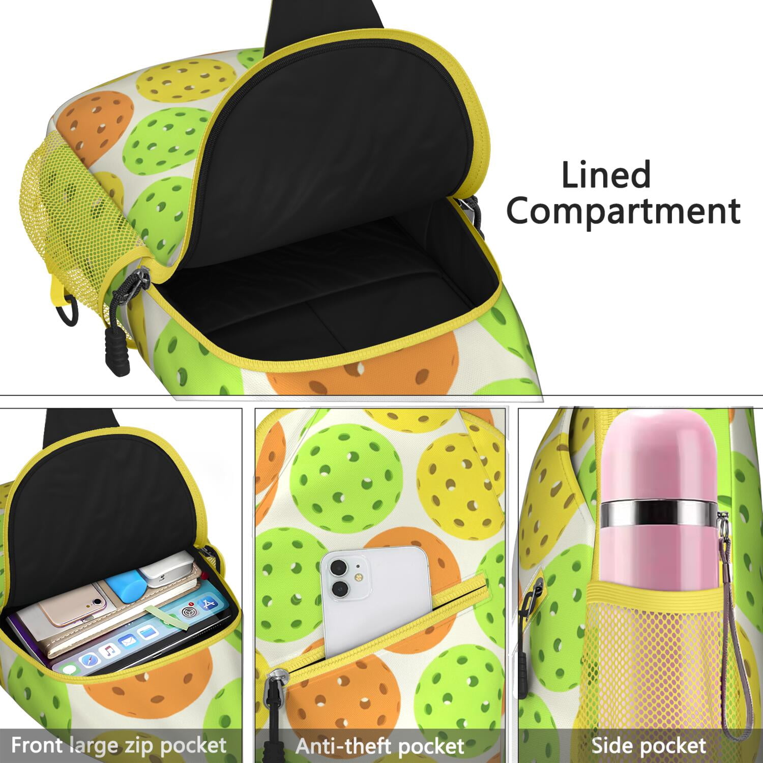 Travel-Ready Crossbody Bag Lightweight Shoulder Backpack with Baseball Print, Anti-Theft Pocket Versatile for Sports, Commuting