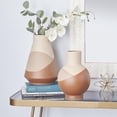 thumbnail image 3 of DecMode 12", 11"H Geometric Orange Ceramic Vase with Terracotta Accents, Set of 2, 3 of 11