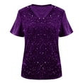 thumbnail image 4 of RQYYD Womens Sequin Tops V Neck Ruffle Sleeve Sparkly Blouses for Party Disco Concert Outfits, 4 of 7