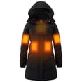 thumbnail image 2 of Wantdo Women's Heated Jacket with 20000mAh Battery, Detachable Hood Warm Winter Coat for Outdoor Black Large, 2 of 12