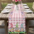 thumbnail image 4 of Easter Bunny Gnomes Table Runner - 60 Inch Long Spring Easter Eggs Floral Pink Plaid Cotton and Linen Blended Dress Scarves Farmhouse Table Runner for Kitchen Dining, Coffee Table, 13" x 60", 4 of 8