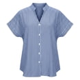 thumbnail image 6 of Enjoytime Womens Blouses Trendy Striped V-Neck Button Down Shirts Short Sleeve Dressy Business Casual Work Tops, 6 of 6