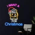 thumbnail image 3 of Handmadetneonsign I Want A Hippopotamus For Christmas Neon Sign, Merry Christmas Hippo Led Sign, 3 of 5