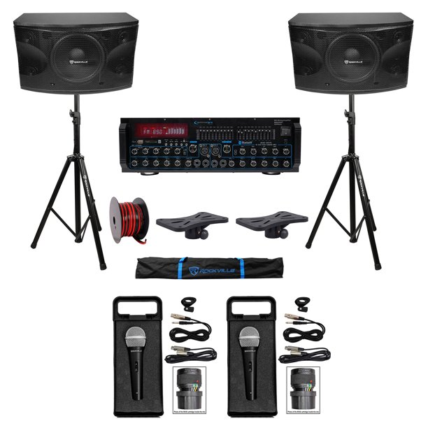 Rockville Karaoke Machine System w/ Pair 12" Speakers+Bluetooth Mixer