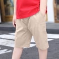 thumbnail image 4 of Cethrio Kids Boys Cargo Shorts, Athletic 2025 Elastic Waist Cotton Summer Shorts Khaki Size 5-6 T, 4 of 4