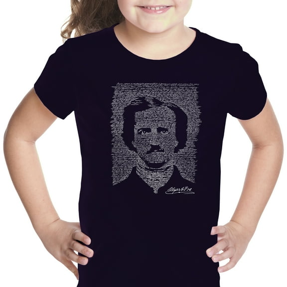 LA Pop Art Girl's Word Art T-shirt - EDGAR ALLEN POE - THE RAVEN