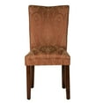 thumbnail image 2 of Benjara Damask Pattern Fabric Upholstered Dining Chair with Wood Legs, Multicolor, 2 of 2