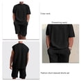 thumbnail image 4 of Conjunto de camiseta y pantalones cortos negros de manga corta para fiestas, trabajo y deportes de verano para hombre, elegante conjunto deportivo informal, 4 of 5