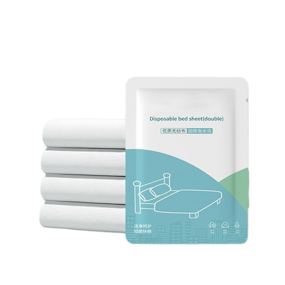1 Pack Disposable Bed Sheets for Hotel,Portable Bedspread,Disposable Bedding Set with 1 Bed Sheet 1 Quilt Cover,Double Bedding Thickened Quilt Sheet,83x90in(White)
