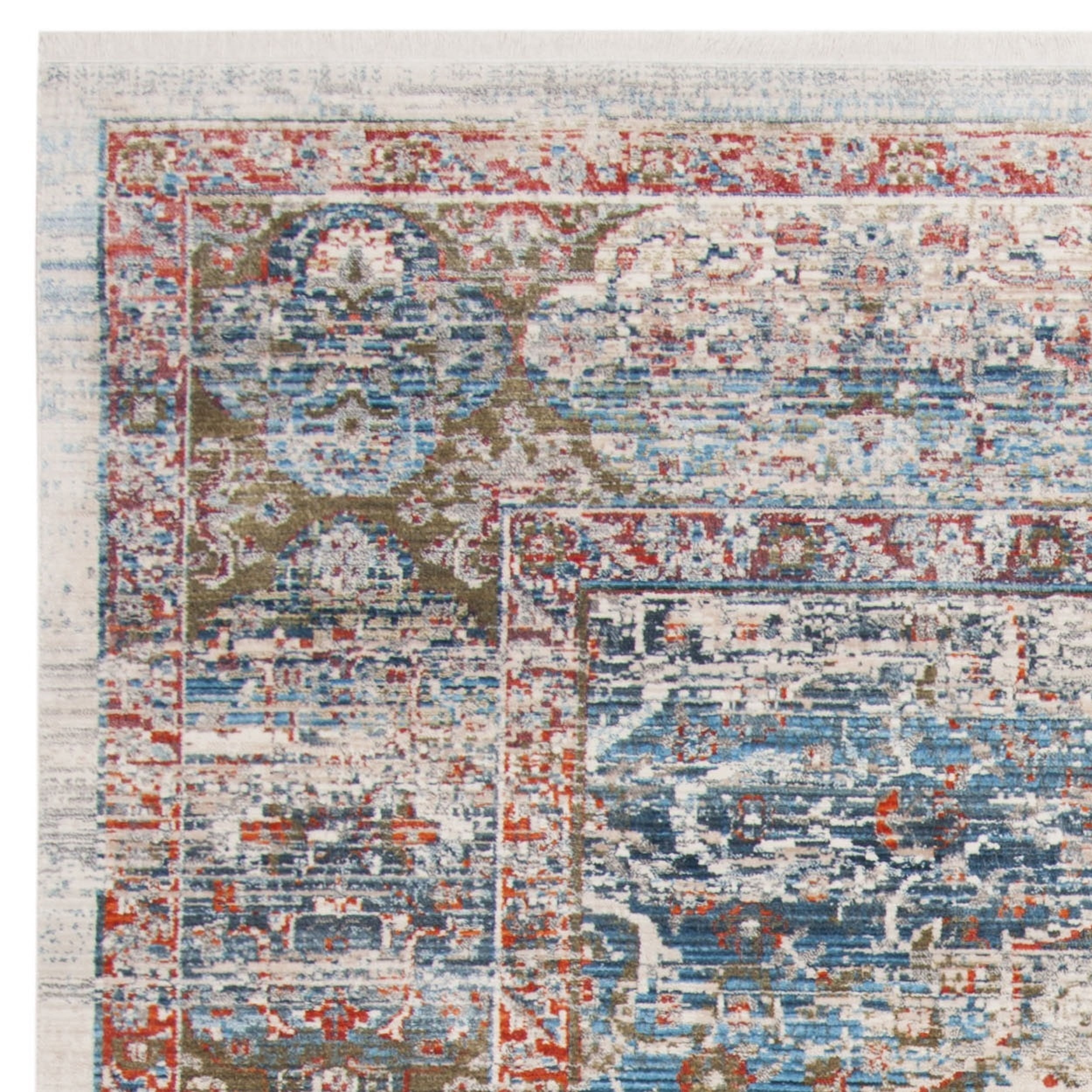 SAFAVIEH Vintage Persian Lucille Floral Bordered Polyester Area Rug, Beige/Blue, 9'x11'7"