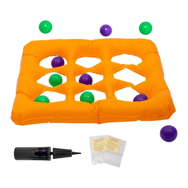 Bunblic Pool Floats Toys Game Set with 10 Balls,Indoor Toss Game Inflatable Tic Tack Toe Pool Toy for Park Outdoor Teens Beach Player