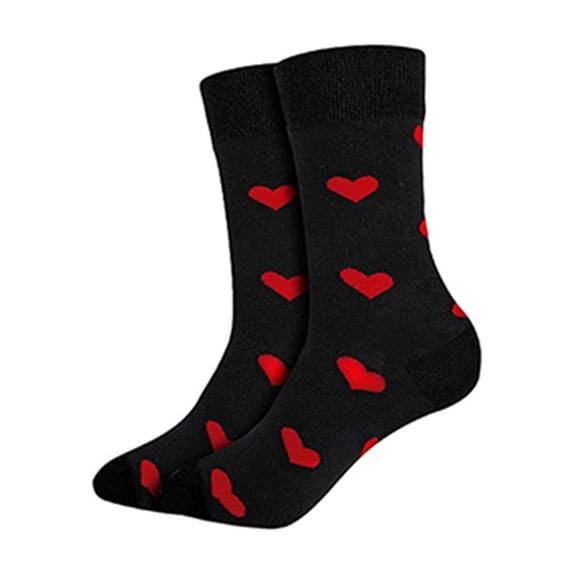 Heart Socks for Women Men, Black Red Cute Heart Pattern Crew Socks, Unisex Soft Casual Everyday Novelty Socks, Valentines Day Gift,Size Free Size