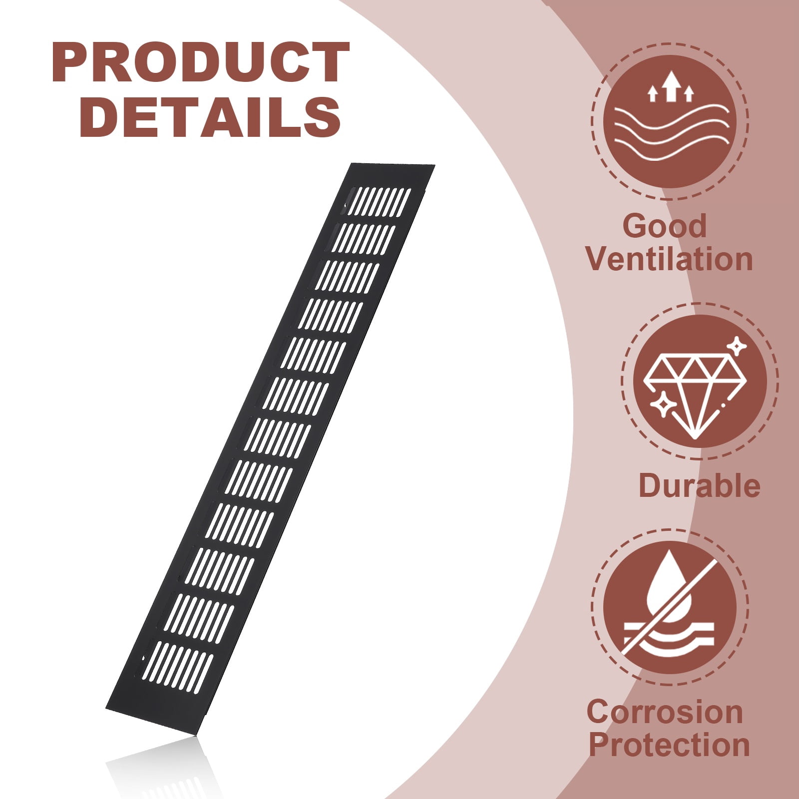 Uxcell 20 x 3.2" Rectangle Ventilation Grille 3Pcs Aluminum Air Vent Cover Black
