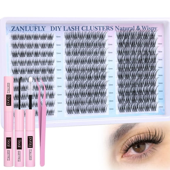 Kit de extensión de pestañas zanlufly Wispy Lash Clusters Natural